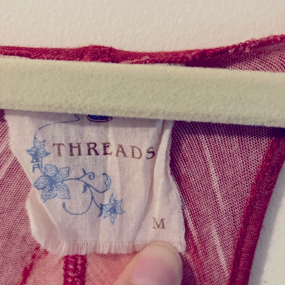 Threads • Pink & Red Striped Chevron Pattern Long Tank Top Bohemian Size Medium - Picture 3 of 4